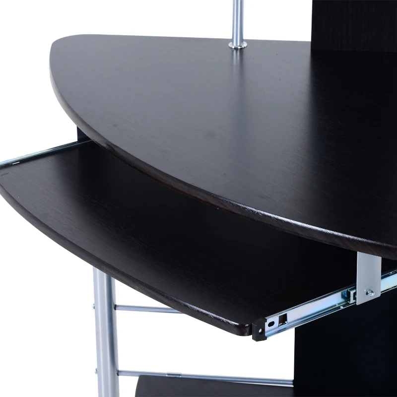 HomCom 45" Arch Tower Corner Computer Desk with Hutch- Walnut