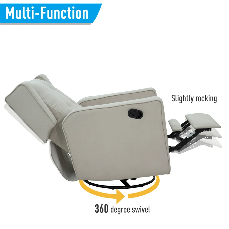 HomCom Lazy Boy Swivel Recliner Linen Fabric Gliding Recliner Sofa Chair - Beige