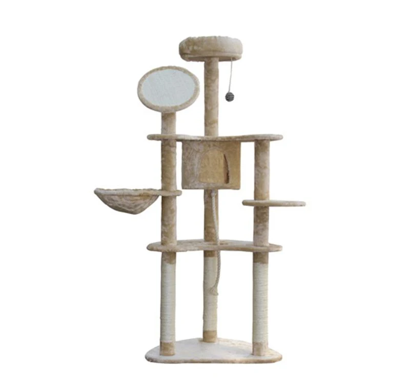 Pawhut 60" Cream Cat Tree Condo - Cream