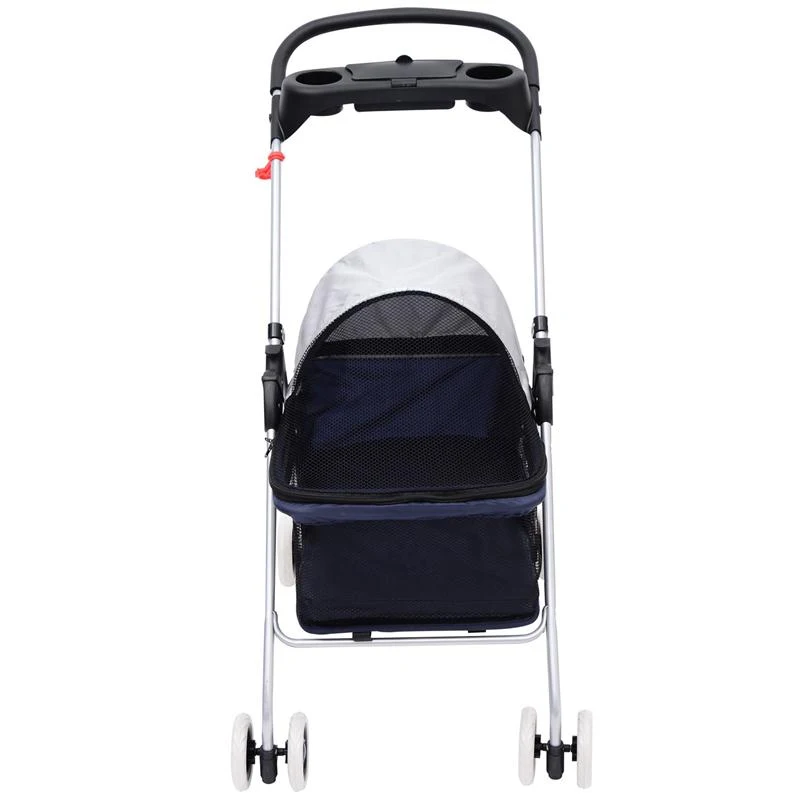 Pawhut Covered Folding Pet Stroller for Dogs and Cats - Navy