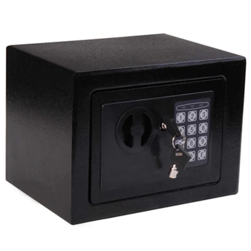 HomCom 9" x 7" x 7" Steel Electronic Digital Security Safe - Black