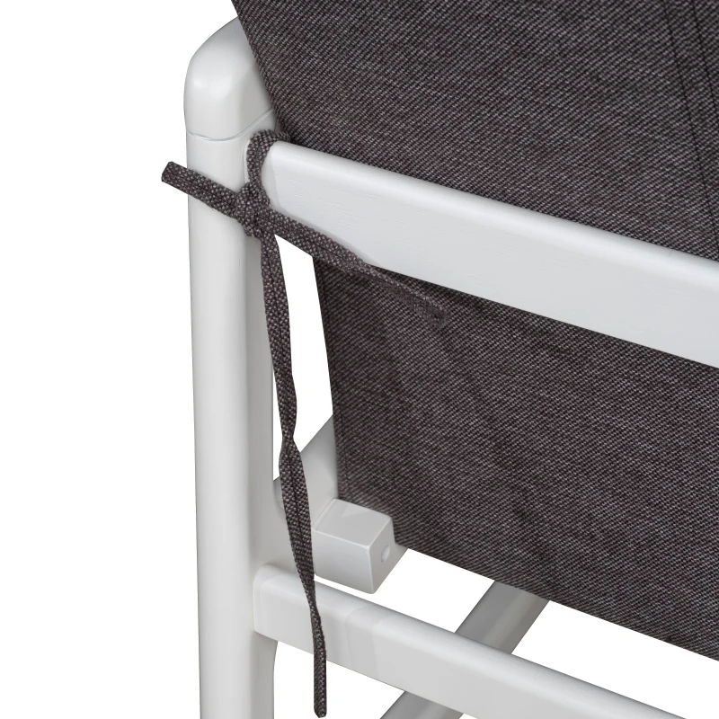 HomCom Modern Wood Rocking Chair Indoor Porch Furniture for Living Room - White / Gray with Cushion