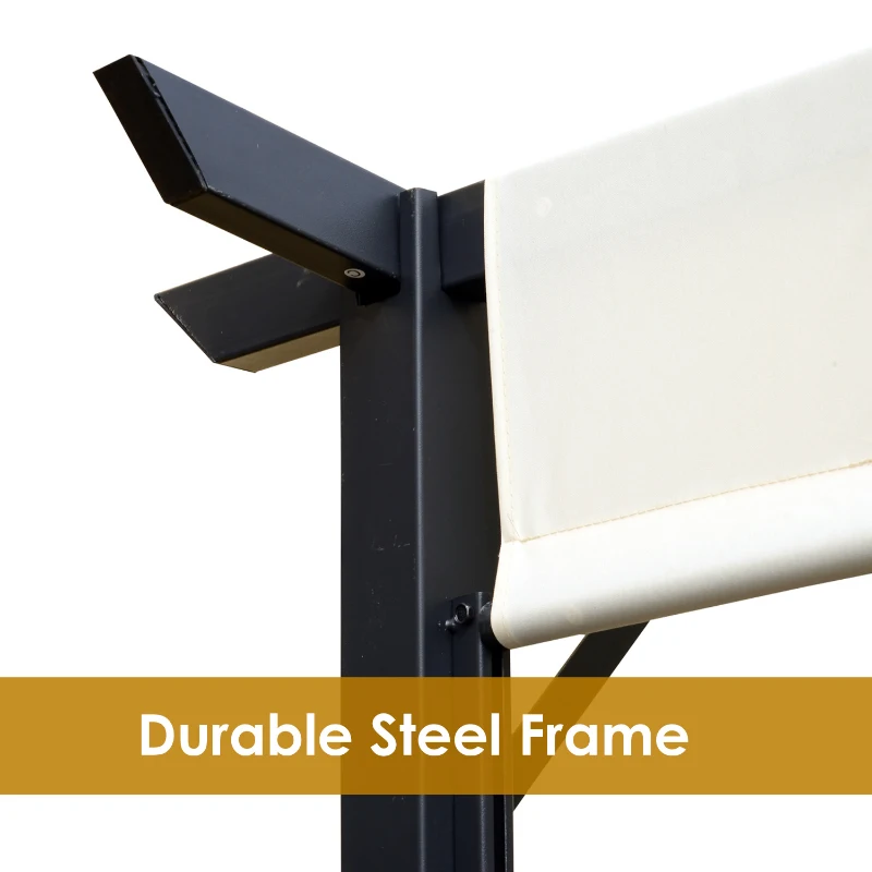Outsunny 10’ x 12’ Steel Fabric Retractable Pergola Canopy Shade Kit - Cream White