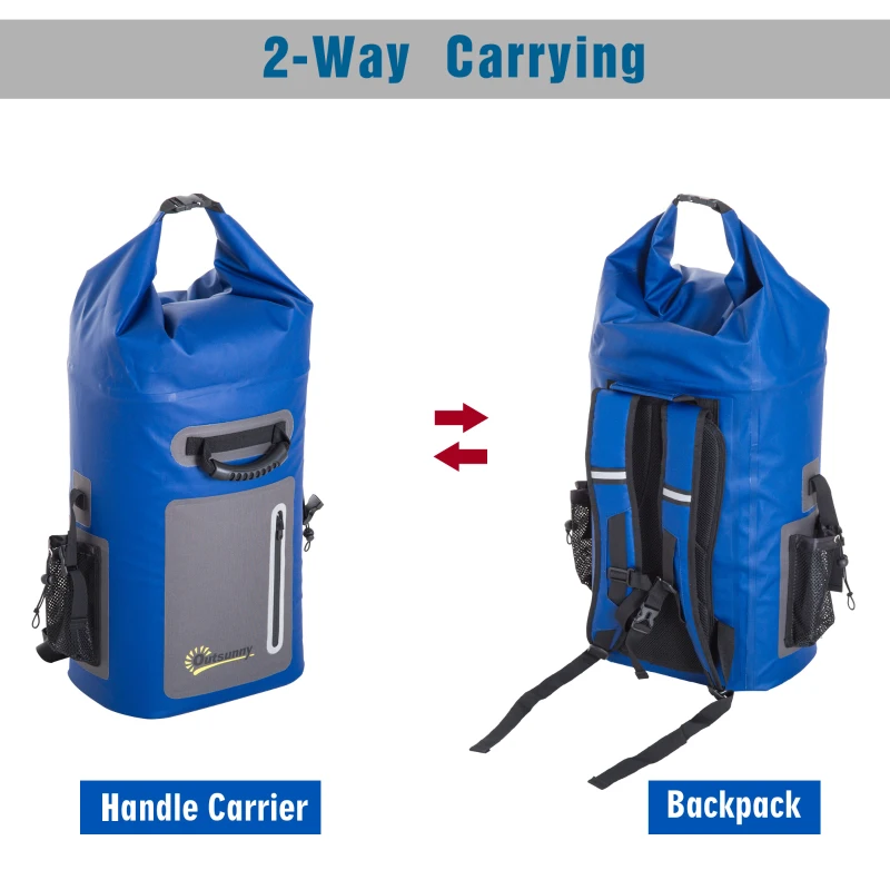 Outsunny 25 Quart Capacity Soft Sided Waterproof Insulated Backpack Cooler Bag - Blue