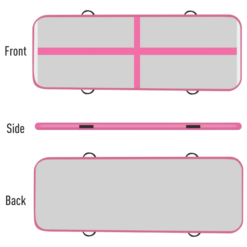 Soozier Inflatable Air Mat 16.5’ Air Track with Pump - Light Grey/Pink