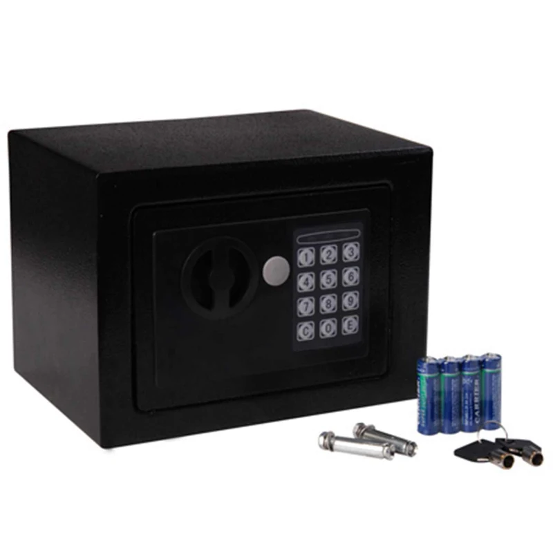 HomCom 9" x 7" x 7" Steel Electronic Digital Security Safe - Black