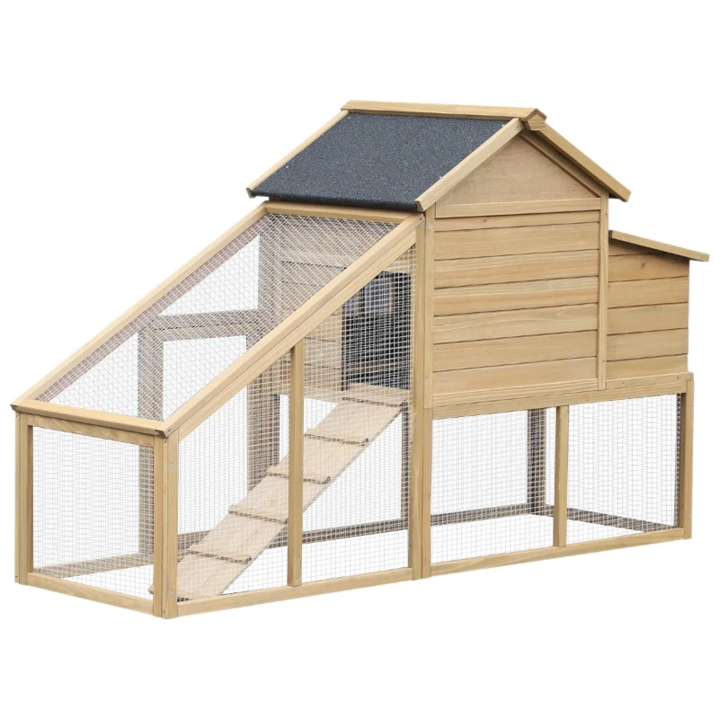 PawHut Outdoor Wooden Chicken Coop Hen House with Nesting Box and Run