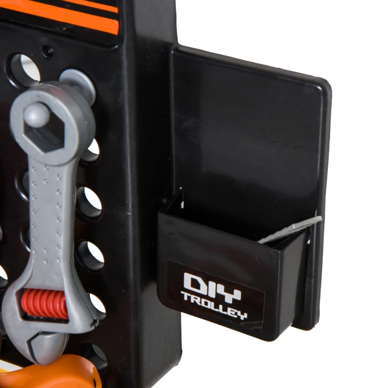 Qaba 53 Piece Kids Portable Pretend Play Toy Tool Workshop Bench Table Set with Shelf