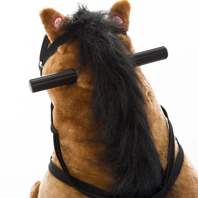 Qaba Durable Kids Stuffed Style Bouncing Spring Rocking Horse Toy Christmas Gift with Realistic Sounds and Solid Metal Frame