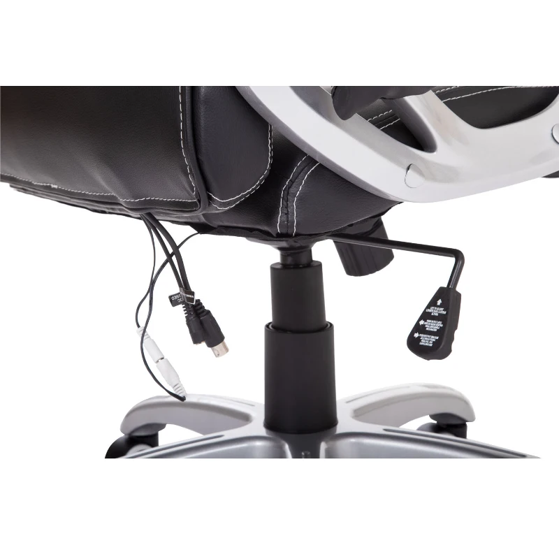 HomCom Race Car Style PU Leather Heated Massaging Office Chair - Black and White