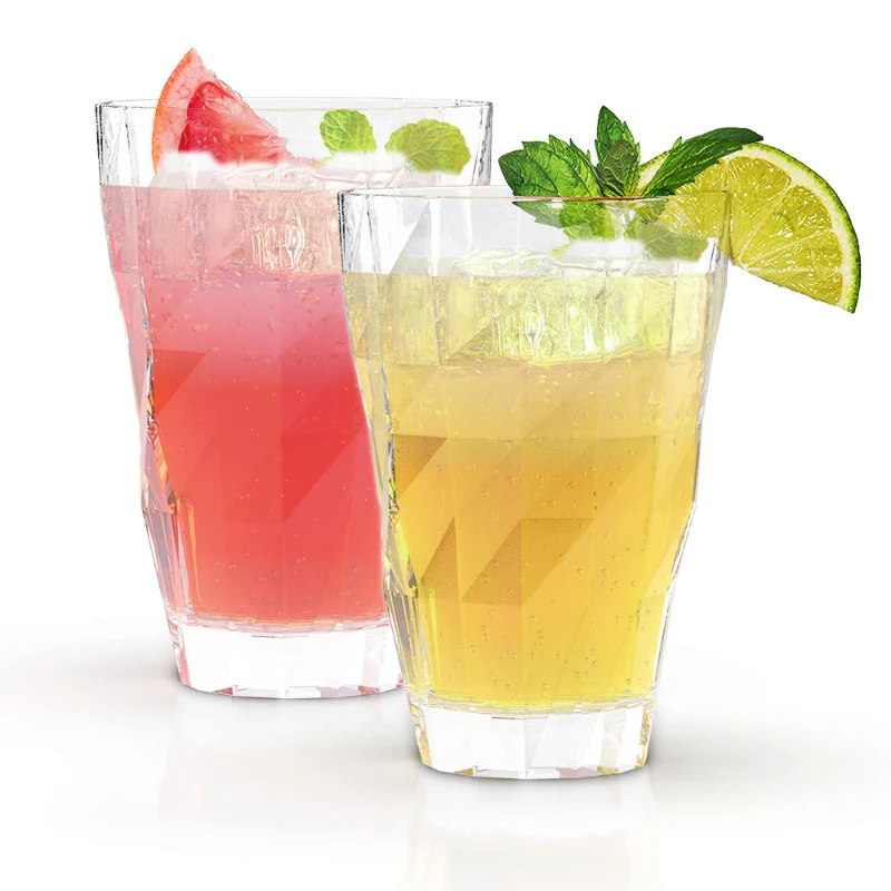 D.M. DESIGN-MASTER Highball Glasses - Stemless Glass for Wine, Martini, Champagne, Beer, Cocktail - No Lead Premium Hand-Blown Crystal Glass, 14.8 oz. - Set of 2