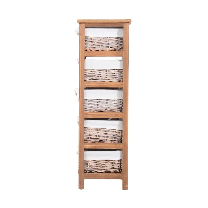 HomCom Wicker Five Drawer Home Storage Unit