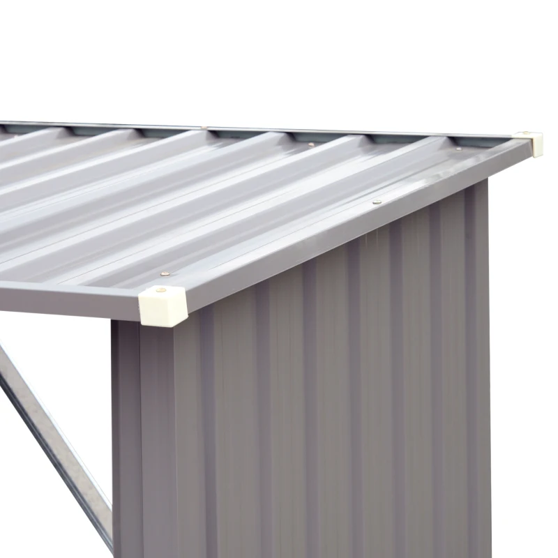 Outsunny 64" Steel Sturdy Firewood Covered Shed Storage Rack - Grey
