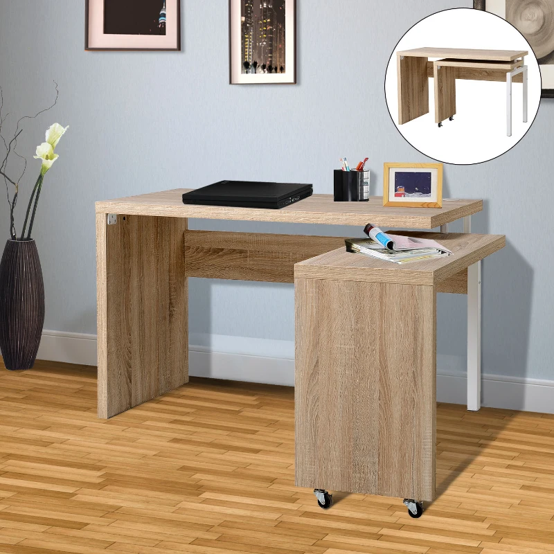 HomCom Modern Rotating Nesting L-Shaped Computer Desk Workstation