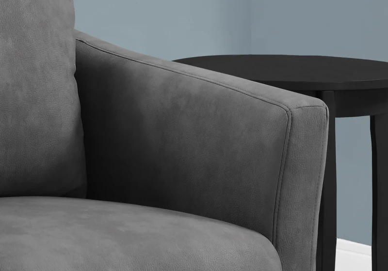 Monarch Plush Transitional Style Farmhouse Accent Armchair - Grey Microfiber