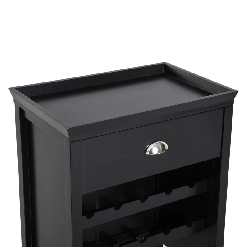 HomCom 33" 15 Bottle Floor Wine Rack Storage Cabinet - Black