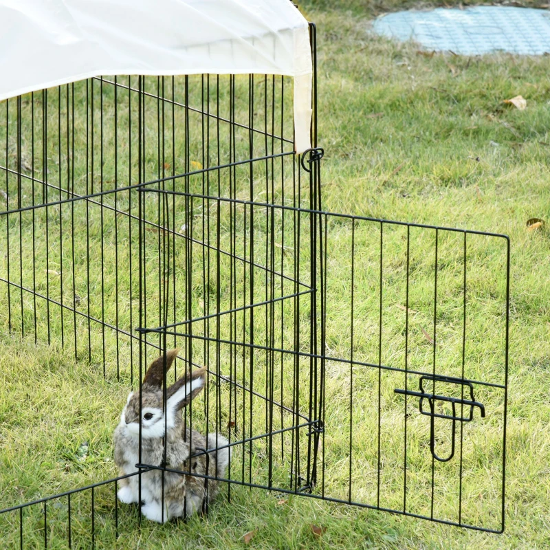 PawHut 87" x 41" Crate Galvanized Metal Outdoor Pet Enclosure with Removeable Protective Cover Black/White
