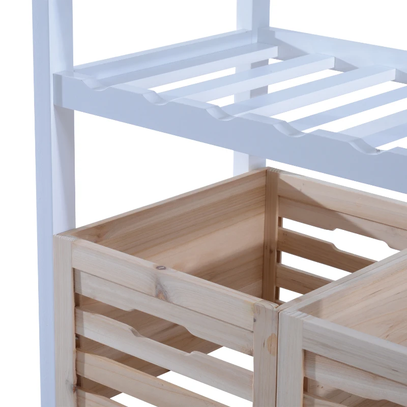 HomCom 34" Rolling Drop-Leaf Kitchen Trolley Serving Cart with Wine Rack