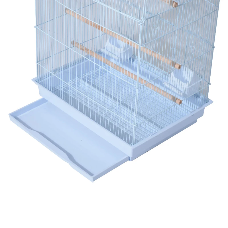 PawHut 36" Metal Indoor Bird Cage Starter Kit with Tray and Accessories - White