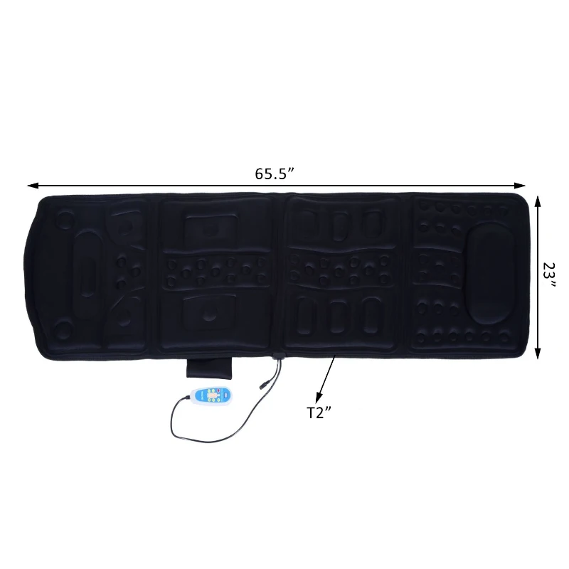 Soozier 66” Personal Heated Vibrating Flexible Full Body Massage Mat - Black