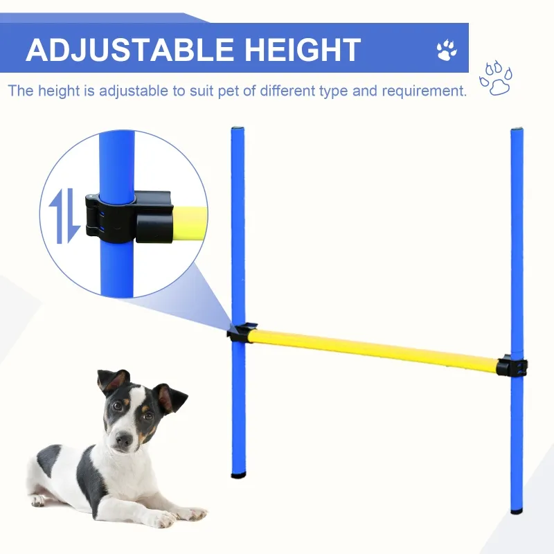 PawHut Competition Dog Agility Equipment Obstacle Course Set for Outdoor Backyard, Blue and Yellow
