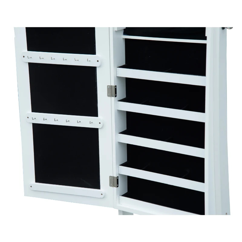 HomCom Mirrored Jewelry Stand with Feet - White