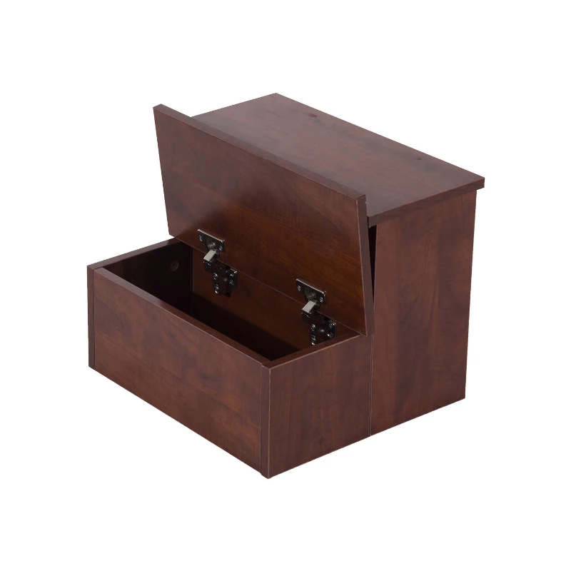 PawHut 14" 4 Step Portable Folding Wooden Easy Climb Pet Stairs Ramp with Storage Compartments