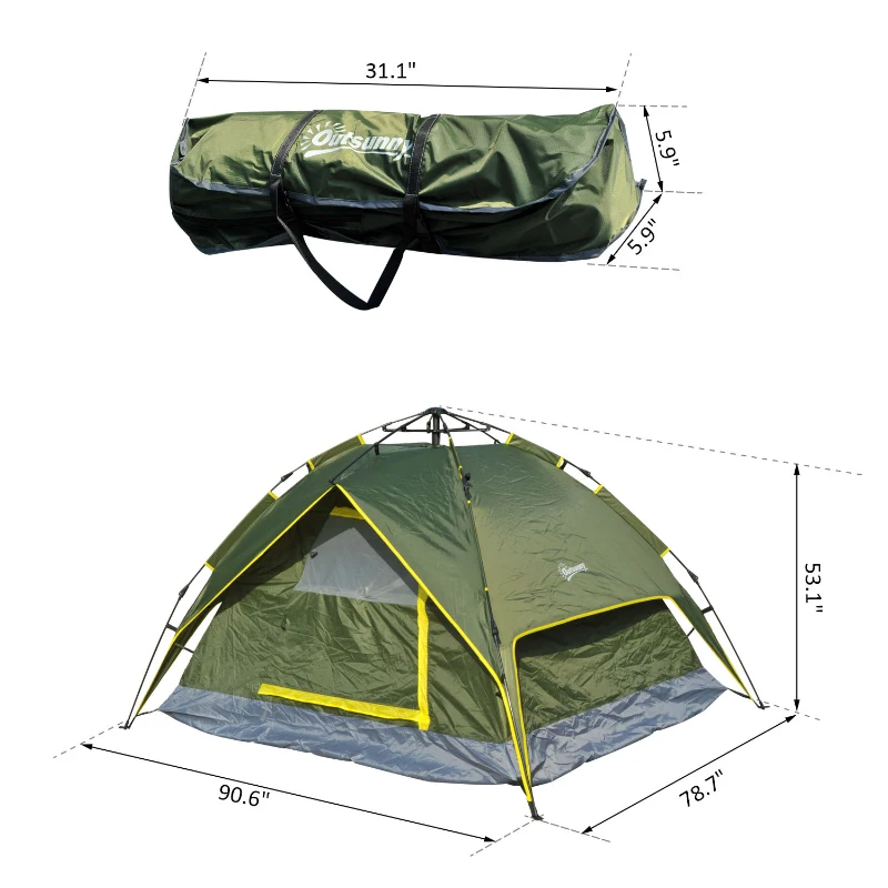 Outsunny 7' x 6' Lightweight 2 Person Pop-Up Camping Tent with Removable Waterproof Rainfly