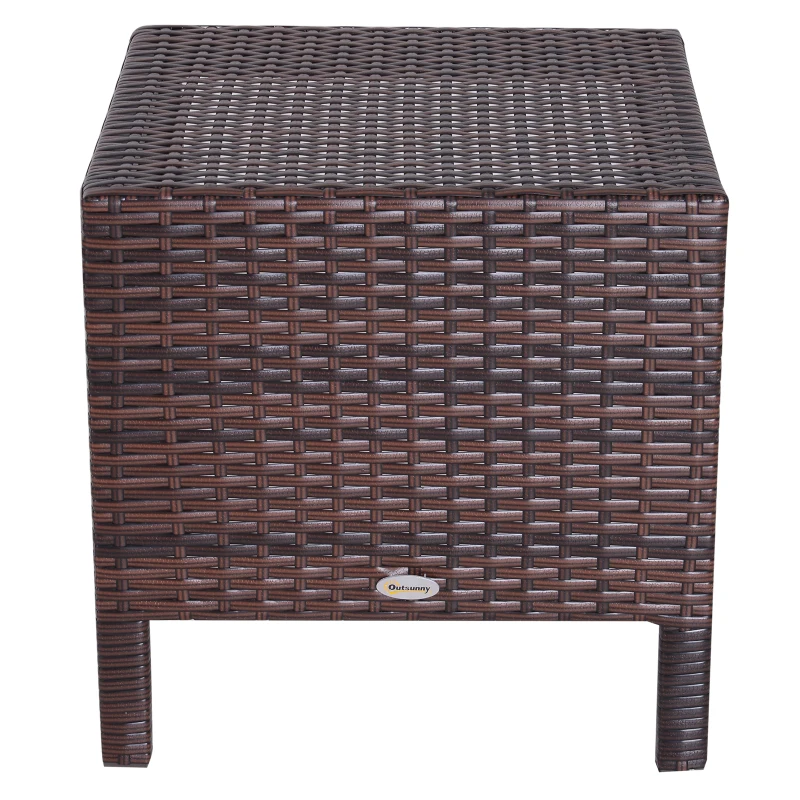 Outsunny 3 Piece Rattan Wicker Outdoor Compact Nesting Table Patio Dining Set