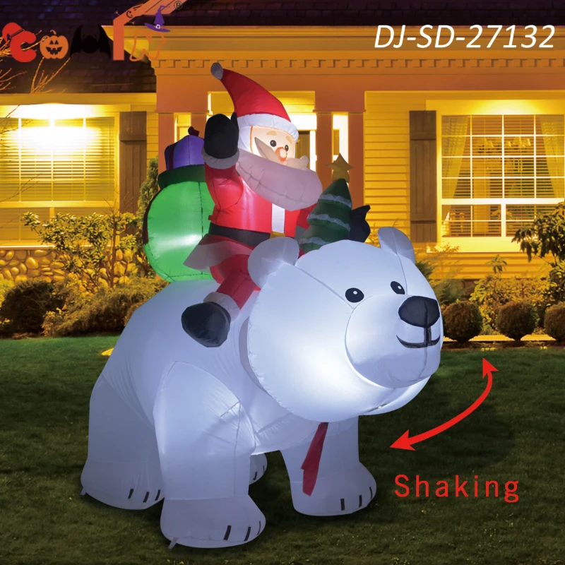 COMIN 6 Foot Tall Garden Inflatable Polar Bear & Santa (can shake)