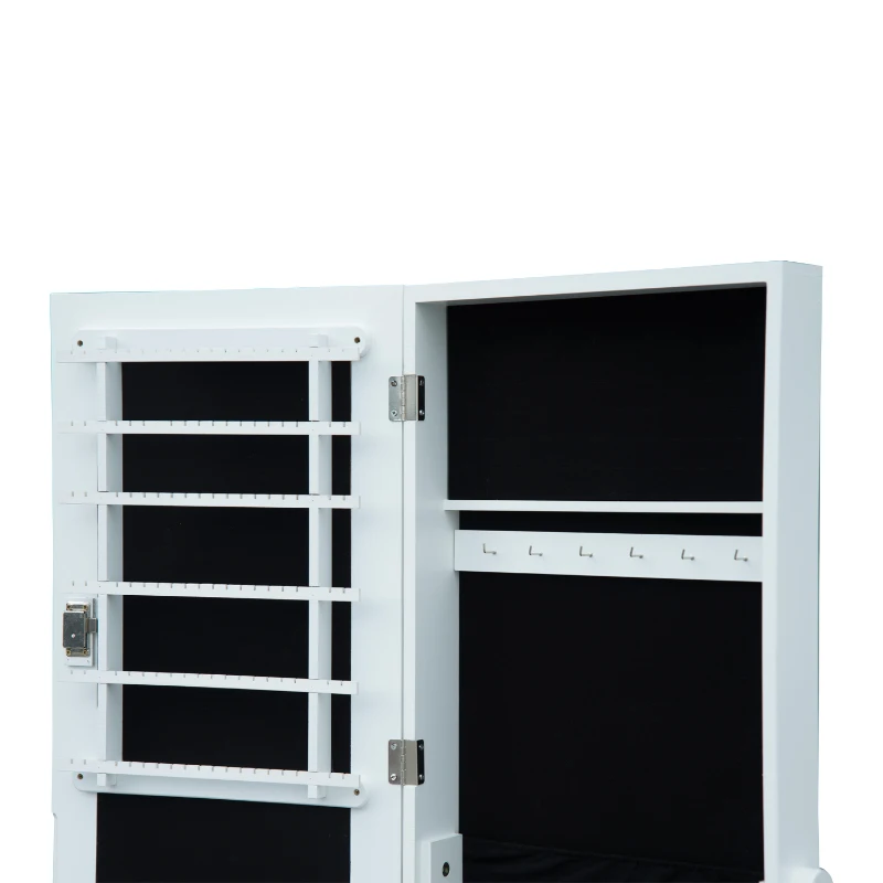 HomCom Mirrored Jewelry Stand with Feet - White