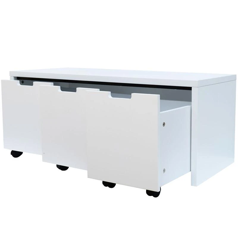 HomCom Modern Home Office 3-Drawer Wheeled File Cabinet Organizer - White