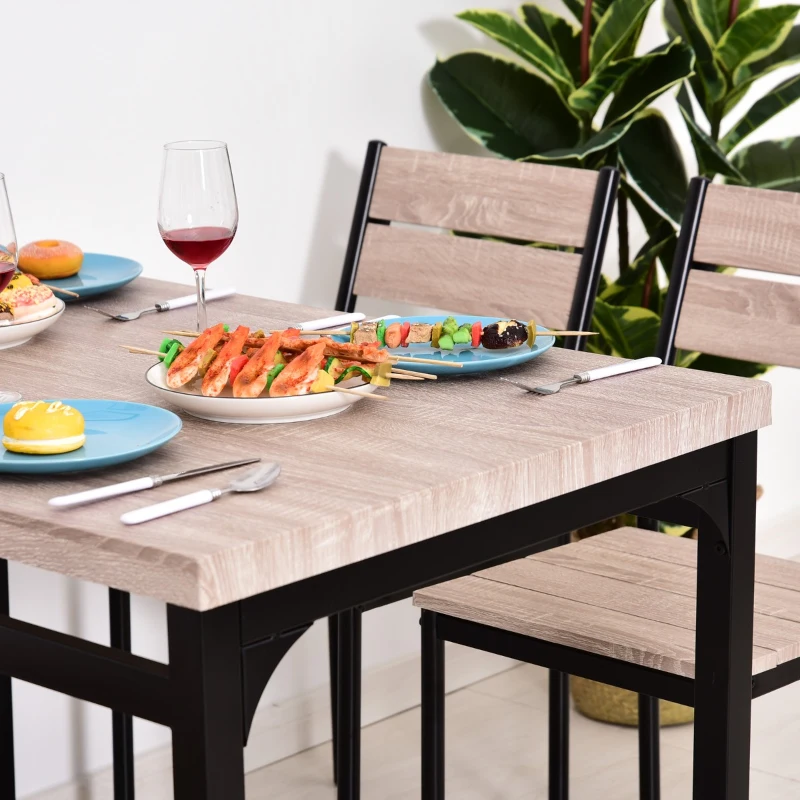 HomCom 5 Piece Dining Table Set Classic Dining Room Table Set with Chairs Kitchen Furniture