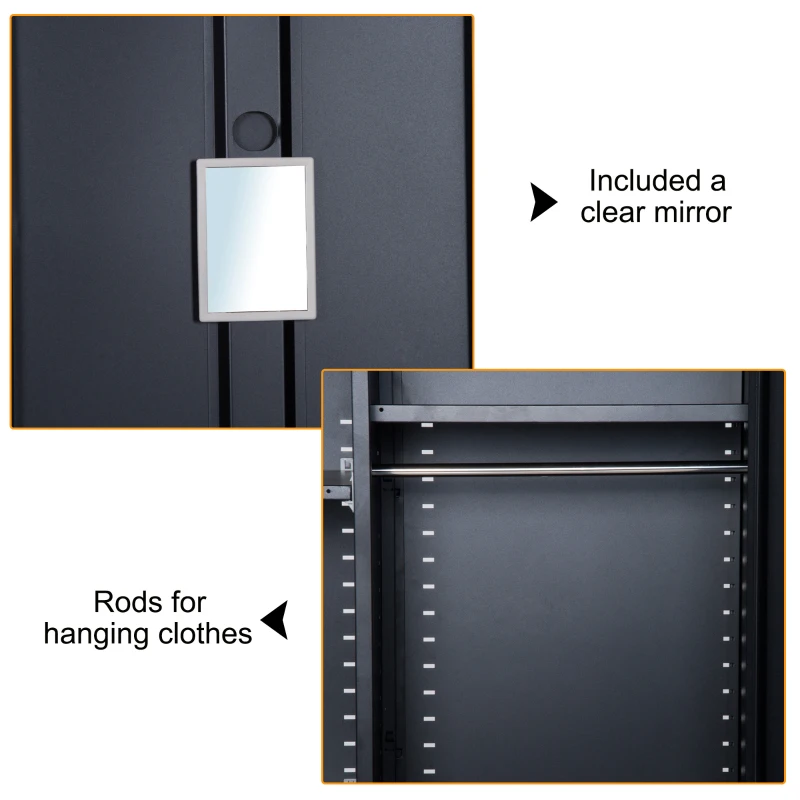 HomCom 71" Cold Rolled Steel Lockable Garage Storage Cabinet with Shelves - Black