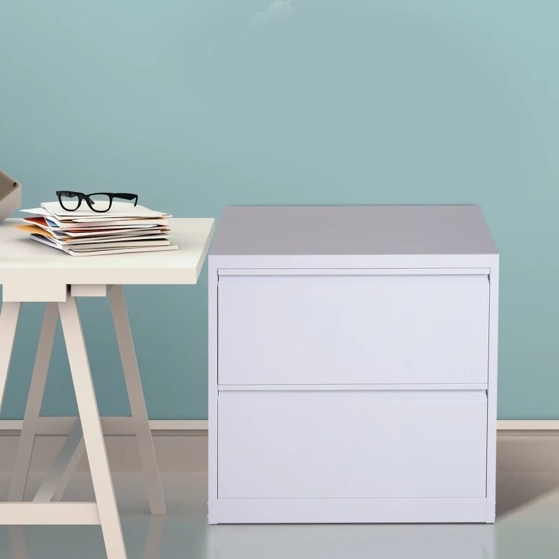 Vinsetto 2 Drawer File Cabinet Metal Storage Chest Home Office - White