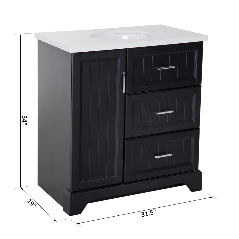 Kleankin 34” Modern Ceramic Sink Bathroom Vanity Set