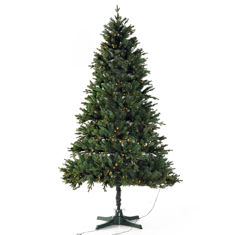 HomCom 6.9' PVC Needles Rotating Prelit Artificial Pine Christmas Tree - Green