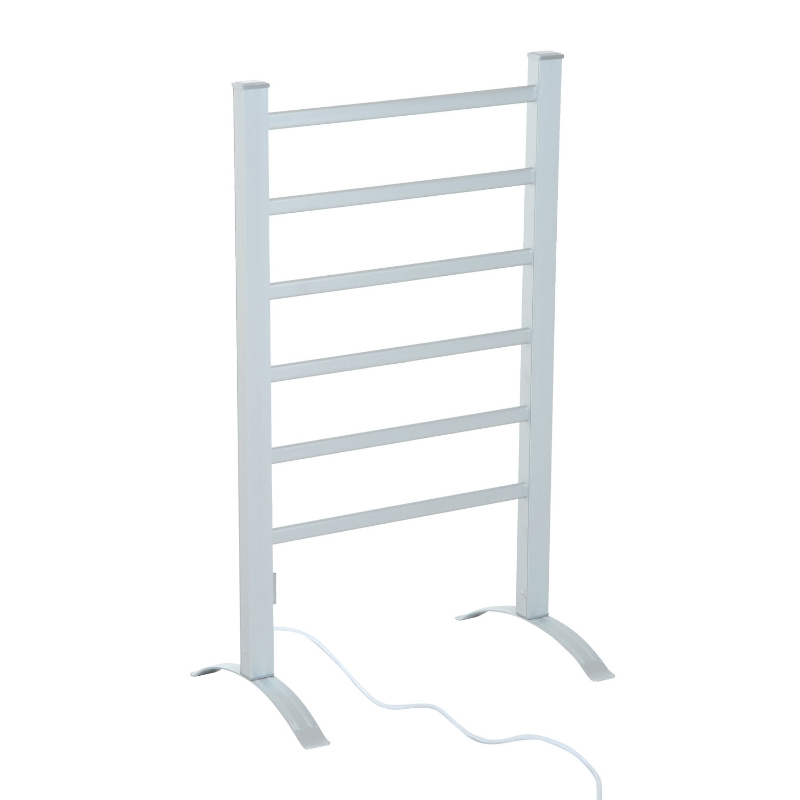 HomCom 6-Bar Bathroom Freestanding Aluminum Electric Heated Towel Warmer Drying Hanger Rack