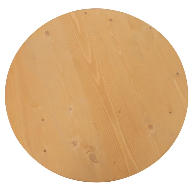 Outsunny Rustic Cabin Style Wooden Round Outdoor Patio End Table
