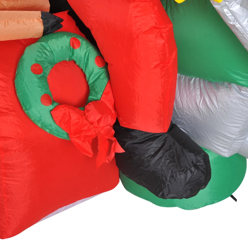 HomCom 6' Christmas Inflatable Santa Claus Reindeer Riding Motorcycle LED Lighted Yard Decoration