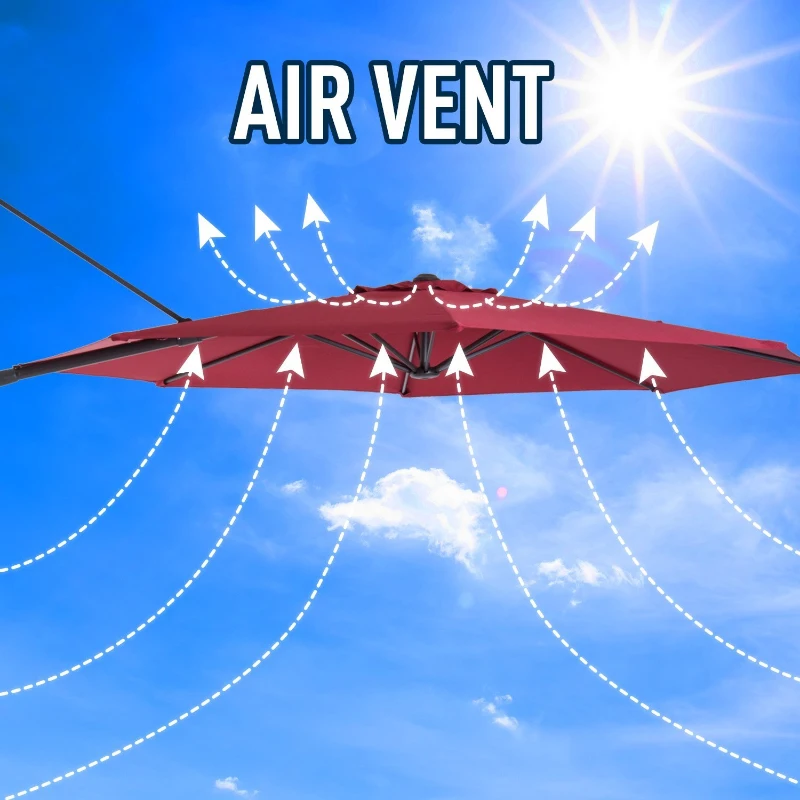 Outsunny 10' Offset Rotating Outdoor Patio Garden Umbrella with Tilt and Crank