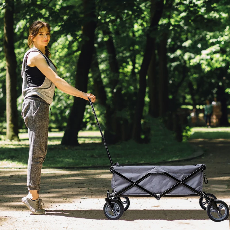 Maxwell Heavy Duty Collapsible Cart All-Terrain Utility Wagon Garden Cart for Shopping, Outdoor Activities, Fishing, Gardening - Grey
