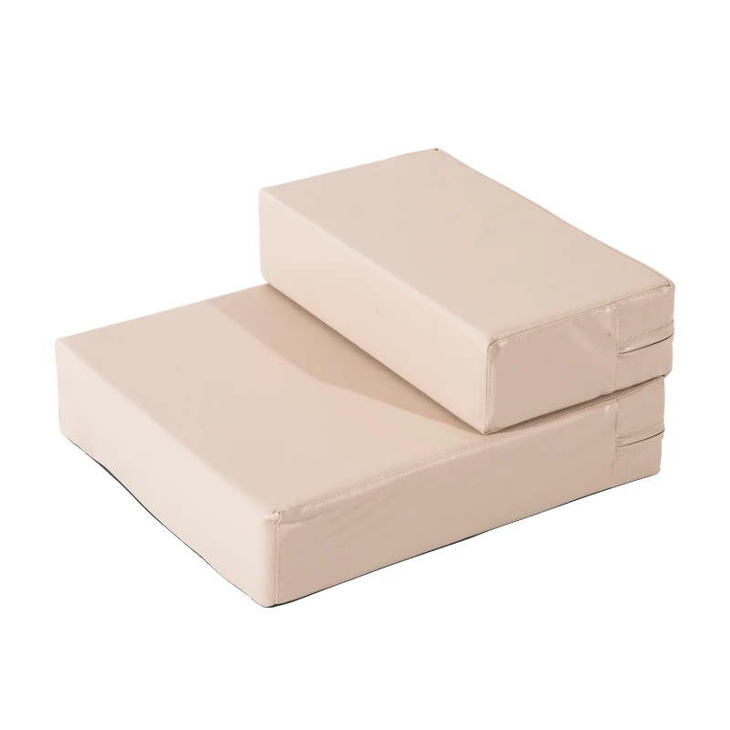 Pawhut 2 Step PU Leather Folding Pet Stairs - Beige