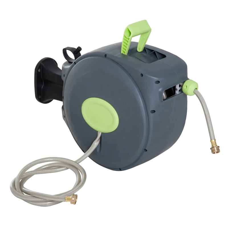 Outsunny 65’ Plastic Portable Outdoor Wall Mount Retractable Water Hose Reel