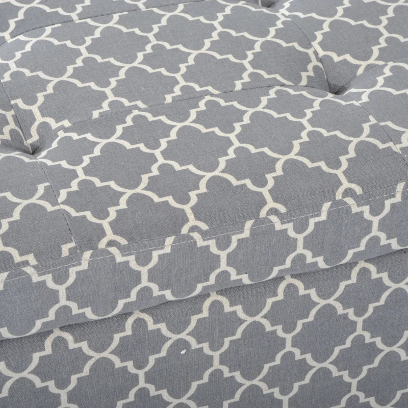 HomCom 42" Elegant Soft Fabric Tufted Storage Ottoman Bench Seat Bedroom Couch Footrest - Grey/White