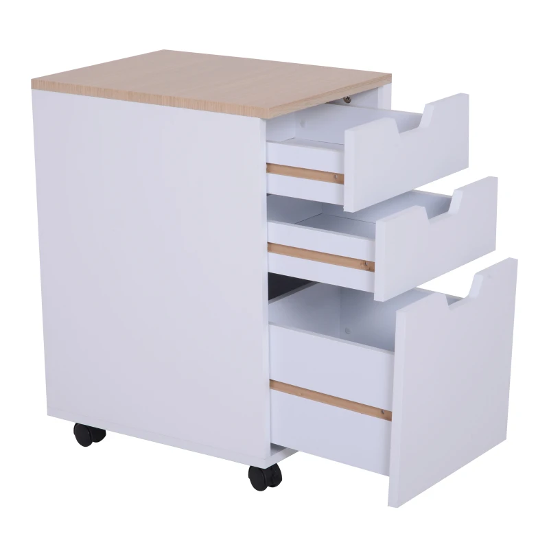 Open Box HomCom 24" 3-Drawer Modern Rolling Storage Cabinet Office Supply Printer Cart With Locking Wheels