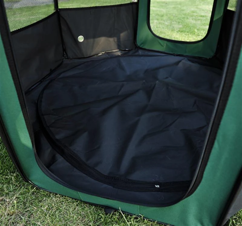 Pawhut 46" Deluxe Soft Sided Folding Pet Playpen Crate - Green / Black