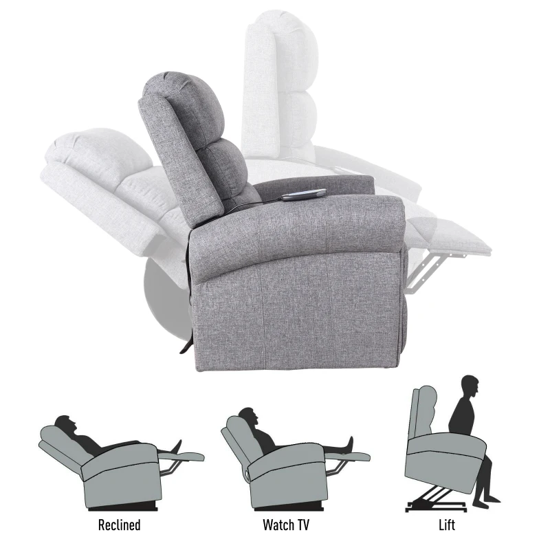HOMCOM Power Lift Chair Heated Vibrating Massage Recliner Sofa with Remote Grey