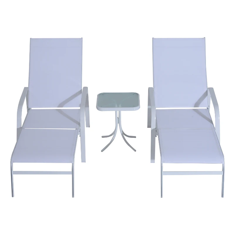 Outsunny 5 Piece Metal Outdoor Patio Furniture Leisure Set - Cream White