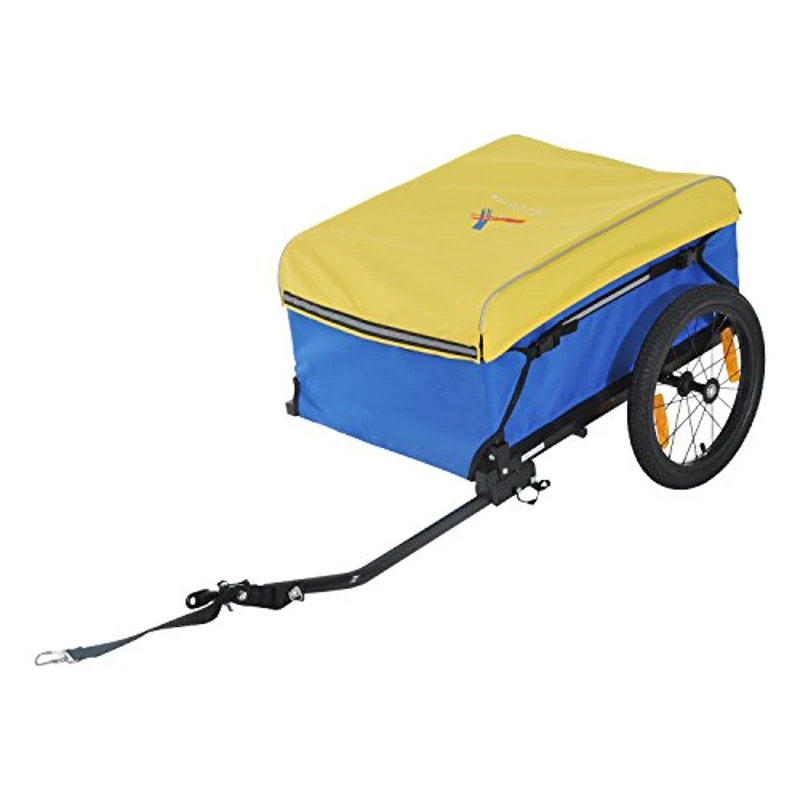 Aosom Two Wheel Enclosed Bike Cargo Trailer with Hitch - Blue/Yellow